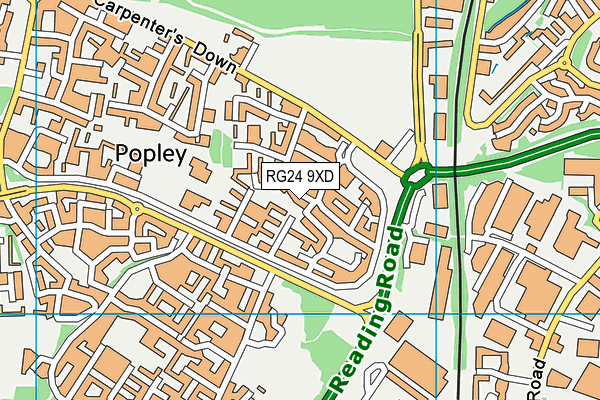 RG24 9XD map - OS VectorMap District (Ordnance Survey)