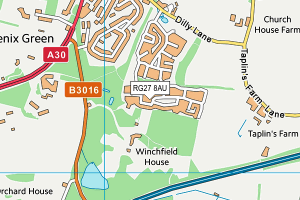 RG27 8AU map - OS VectorMap District (Ordnance Survey)