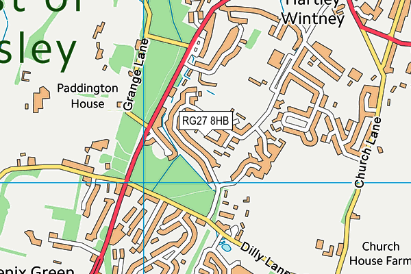RG27 8HB map - OS VectorMap District (Ordnance Survey)