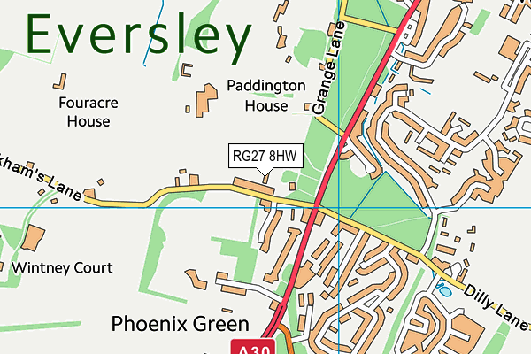 RG27 8HW map - OS VectorMap District (Ordnance Survey)