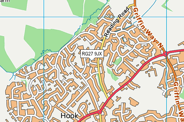 RG27 9JX map - OS VectorMap District (Ordnance Survey)