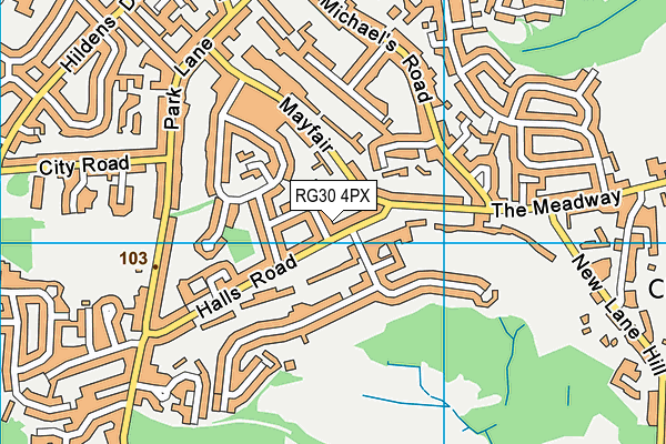 RG30 4PX map - OS VectorMap District (Ordnance Survey)