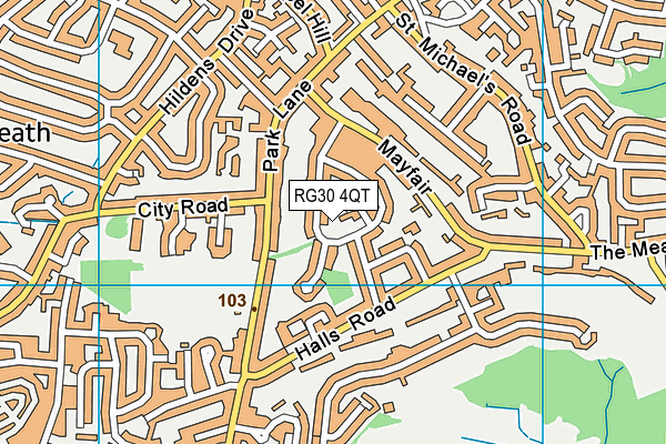 RG30 4QT map - OS VectorMap District (Ordnance Survey)