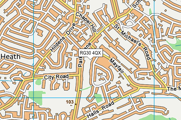 RG30 4QX map - OS VectorMap District (Ordnance Survey)