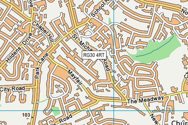 RG30 4RT map - OS VectorMap District (Ordnance Survey)