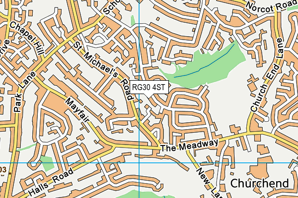 RG30 4ST map - OS VectorMap District (Ordnance Survey)