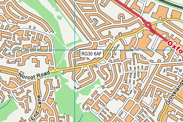 RG30 6AF map - OS VectorMap District (Ordnance Survey)