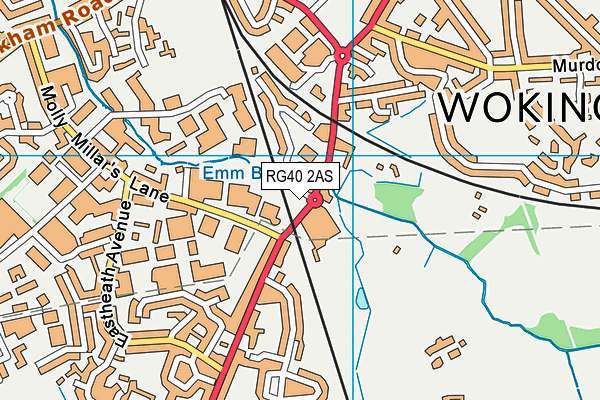 RG40 2AS map - OS VectorMap District (Ordnance Survey)