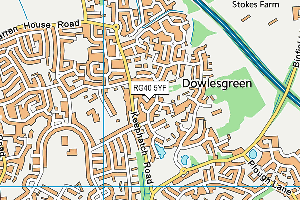 RG40 5YF map - OS VectorMap District (Ordnance Survey)