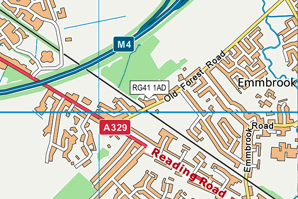 RG41 1AD map - OS VectorMap District (Ordnance Survey)