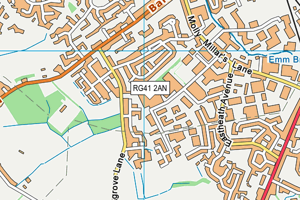 RG41 2AN map - OS VectorMap District (Ordnance Survey)