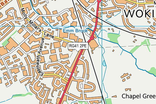 RG41 2PE map - OS VectorMap District (Ordnance Survey)