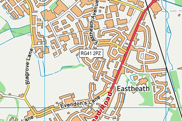 RG41 2PZ map - OS VectorMap District (Ordnance Survey)