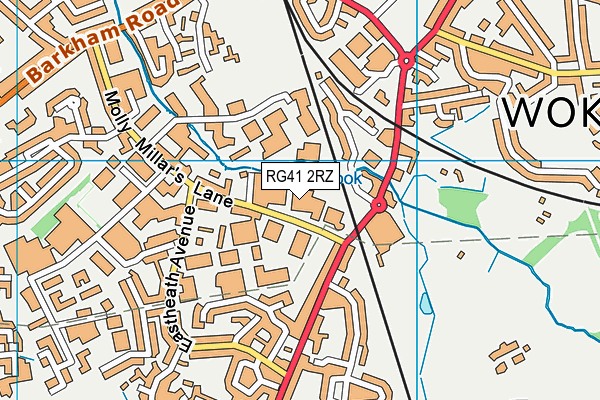 RG41 2RZ map - OS VectorMap District (Ordnance Survey)