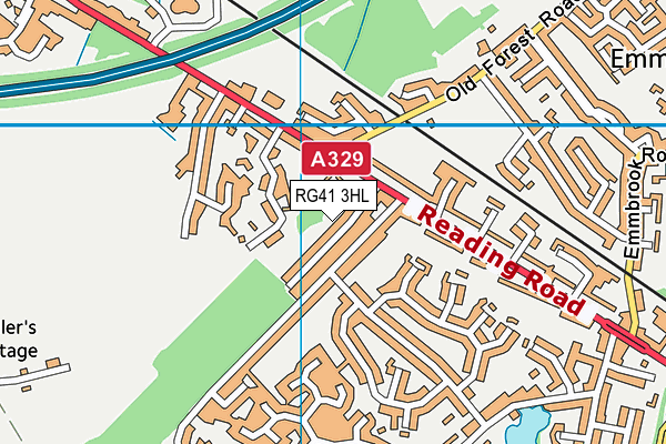 RG41 3HL map - OS VectorMap District (Ordnance Survey)