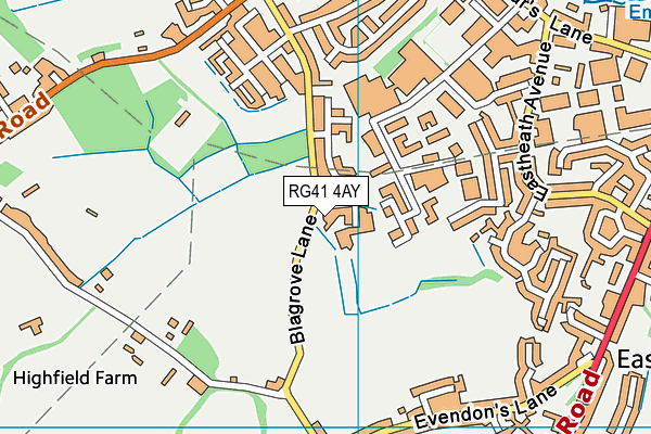 RG41 4AY map - OS VectorMap District (Ordnance Survey)