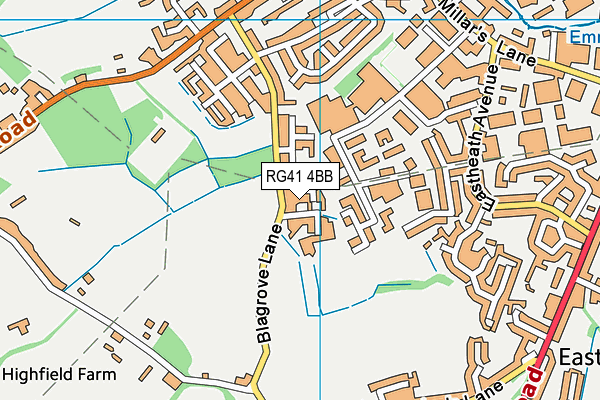 RG41 4BB map - OS VectorMap District (Ordnance Survey)