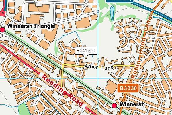 RG41 5JD map - OS VectorMap District (Ordnance Survey)