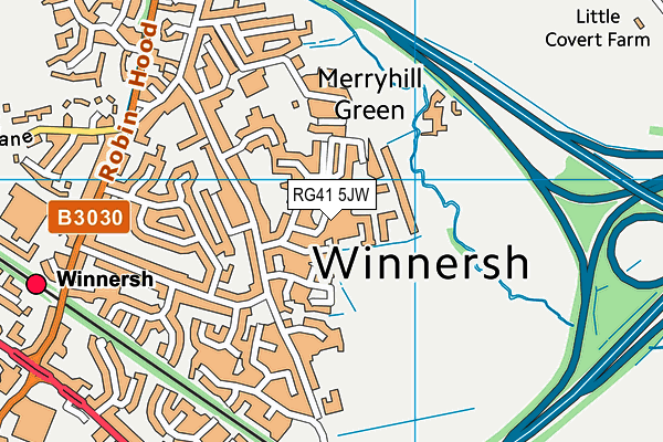 RG41 5JW map - OS VectorMap District (Ordnance Survey)