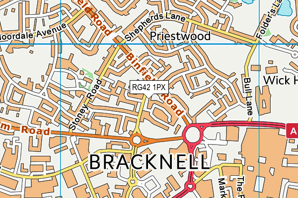 RG42 1PX map - OS VectorMap District (Ordnance Survey)