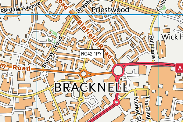 RG42 1PY map - OS VectorMap District (Ordnance Survey)