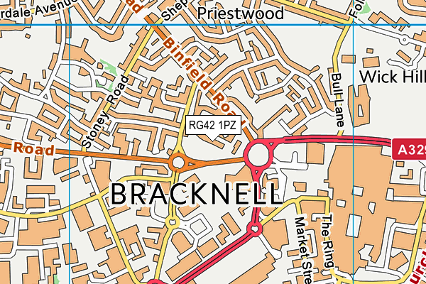 RG42 1PZ map - OS VectorMap District (Ordnance Survey)