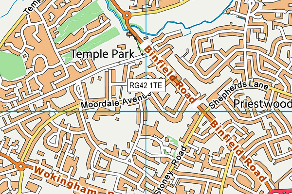 RG42 1TE map - OS VectorMap District (Ordnance Survey)