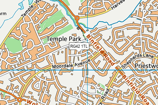 RG42 1TL map - OS VectorMap District (Ordnance Survey)