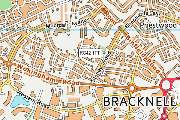 RG42 1TT map - OS VectorMap District (Ordnance Survey)