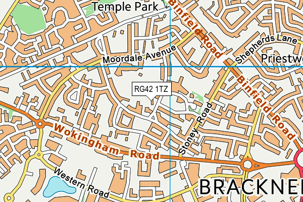 RG42 1TZ map - OS VectorMap District (Ordnance Survey)