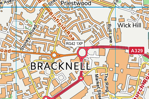 RG42 1XP map - OS VectorMap District (Ordnance Survey)