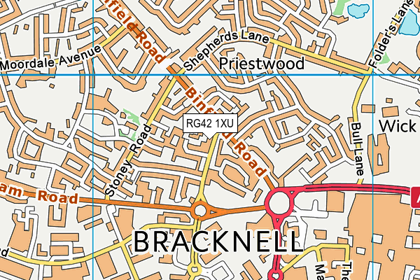 RG42 1XU map - OS VectorMap District (Ordnance Survey)