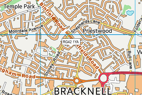 RG42 1YA map - OS VectorMap District (Ordnance Survey)