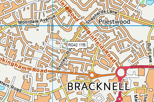 RG42 1YB map - OS VectorMap District (Ordnance Survey)