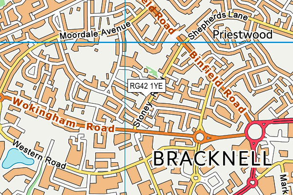 RG42 1YE map - OS VectorMap District (Ordnance Survey)