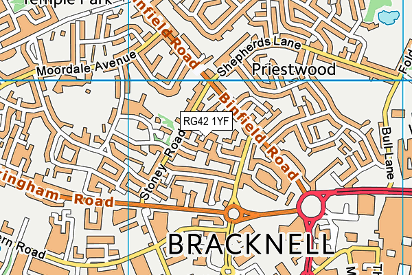 RG42 1YF map - OS VectorMap District (Ordnance Survey)