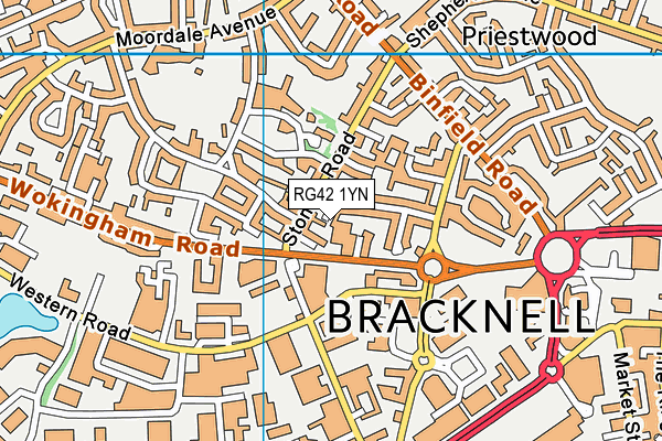 RG42 1YN map - OS VectorMap District (Ordnance Survey)