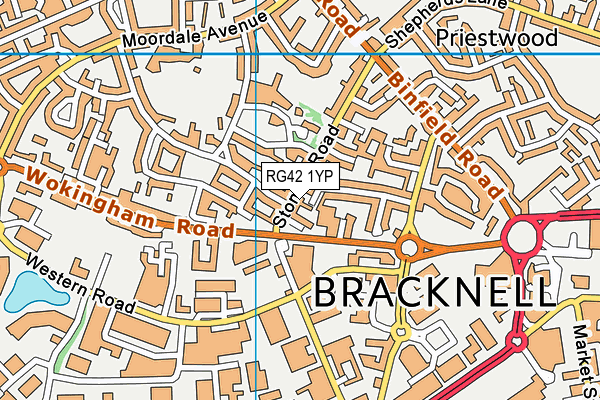 RG42 1YP map - OS VectorMap District (Ordnance Survey)