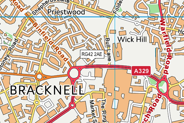 RG42 2AE map - OS VectorMap District (Ordnance Survey)