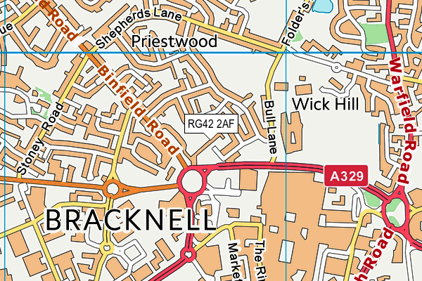 RG42 2AF map - OS VectorMap District (Ordnance Survey)