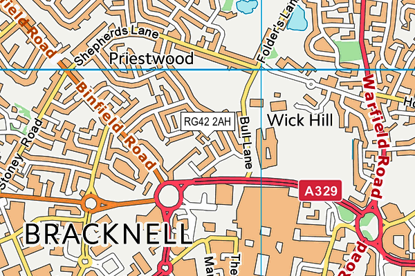 RG42 2AH map - OS VectorMap District (Ordnance Survey)