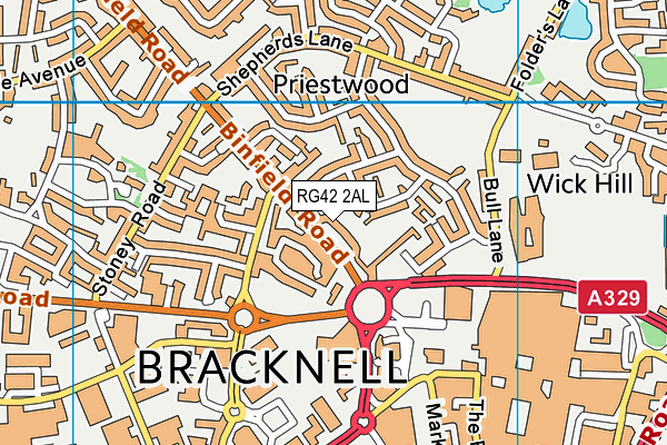 RG42 2AL map - OS VectorMap District (Ordnance Survey)