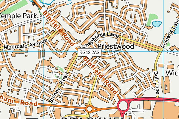 RG42 2AS map - OS VectorMap District (Ordnance Survey)