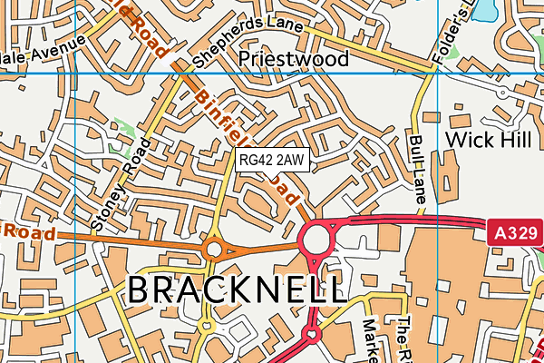 RG42 2AW map - OS VectorMap District (Ordnance Survey)