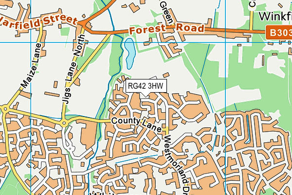 RG42 3HW map - OS VectorMap District (Ordnance Survey)