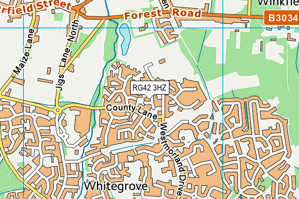 RG42 3HZ map - OS VectorMap District (Ordnance Survey)