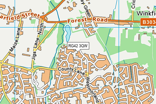 RG42 3QW map - OS VectorMap District (Ordnance Survey)