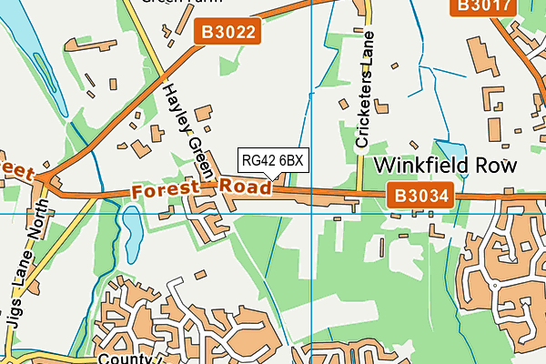 RG42 6BX map - OS VectorMap District (Ordnance Survey)