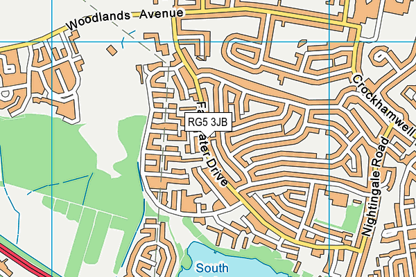RG5 3JB map - OS VectorMap District (Ordnance Survey)