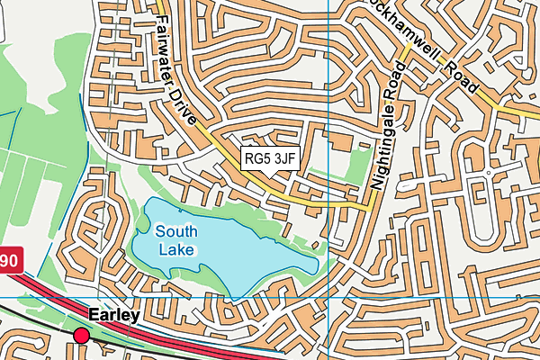 RG5 3JF map - OS VectorMap District (Ordnance Survey)